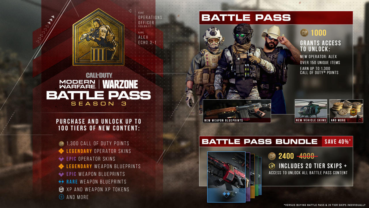 مزايا Call of Duty: Modern Warfare Season 3 Battle Pass